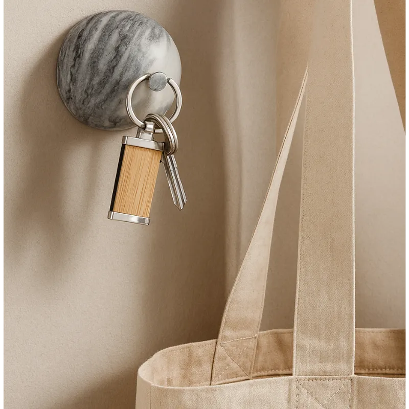 Bamboo rectangle keychain