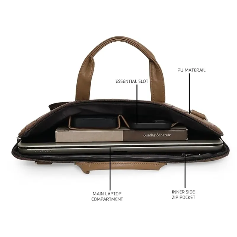 Nautica Laptop Briefcase Checks (Brown)