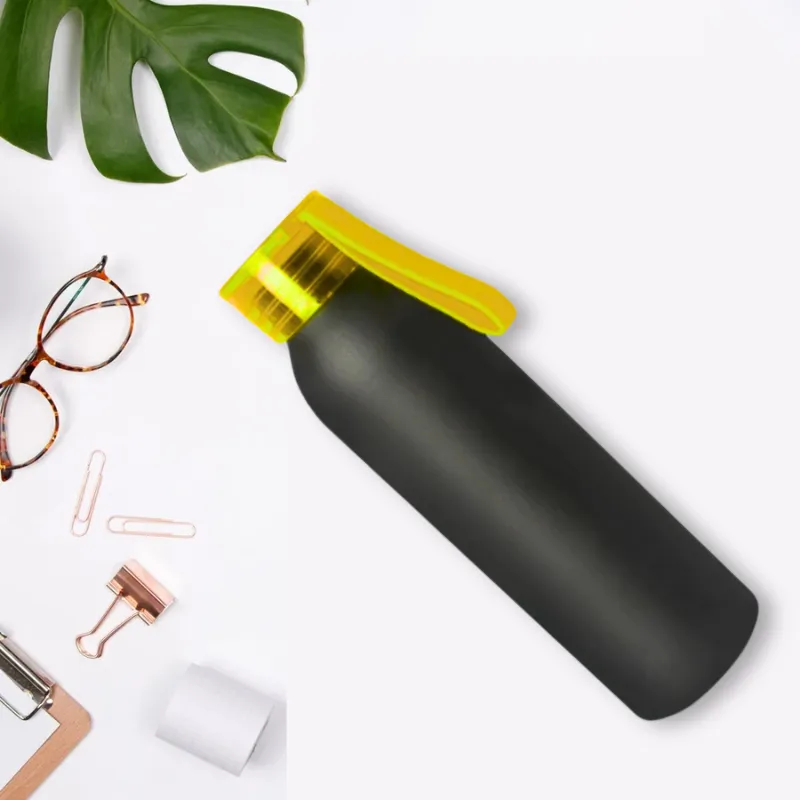 Aluminum Metal Bottle With Silicon Cap (Yellow)