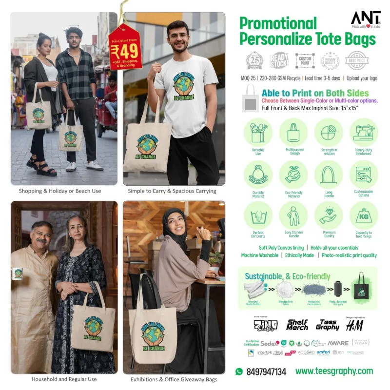 Customized Canvas White Tote Bag