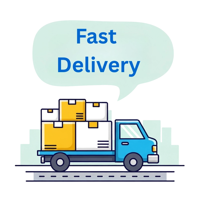 Icon showing a package on a conveyor belt with a gear symbol.