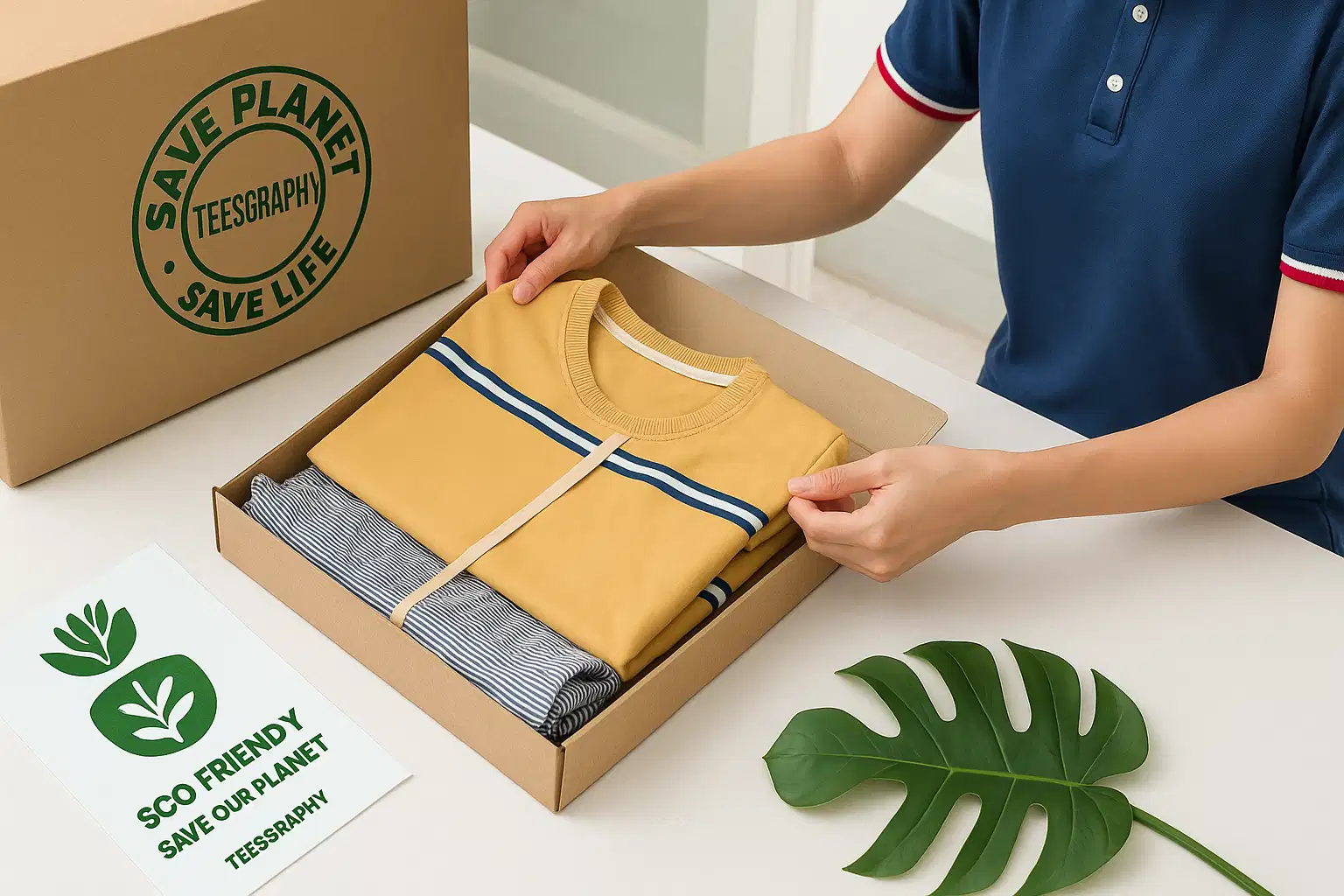 Close-up images of a t-shirt showing design details on different parts.
