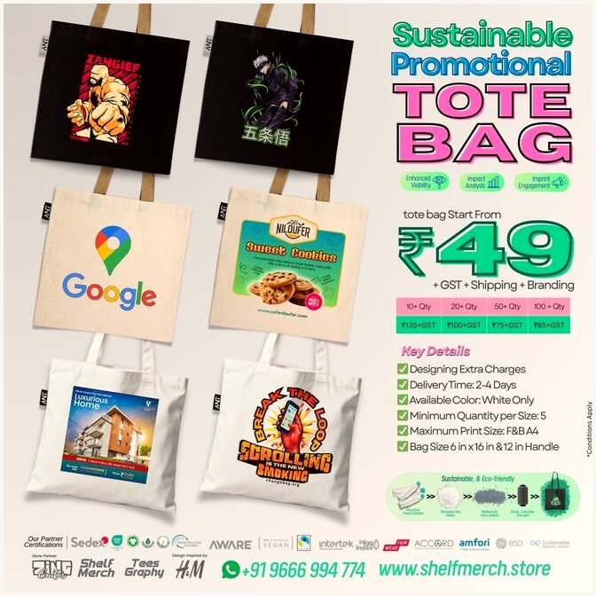 Custom branded sustainable tote bag example